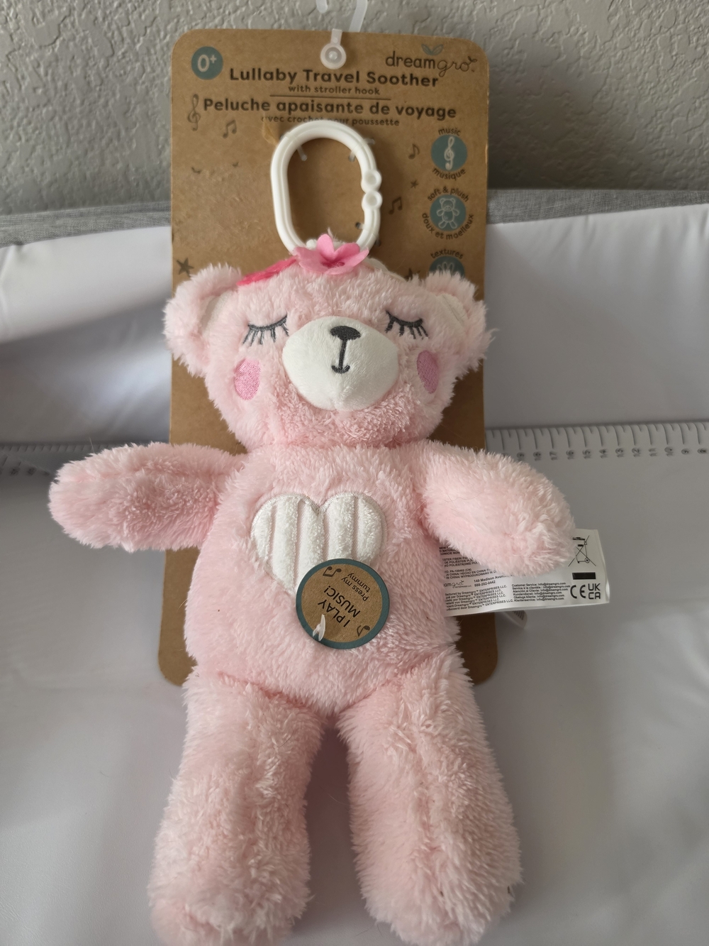 Pink Lullaby Travel Soother Plush Bear